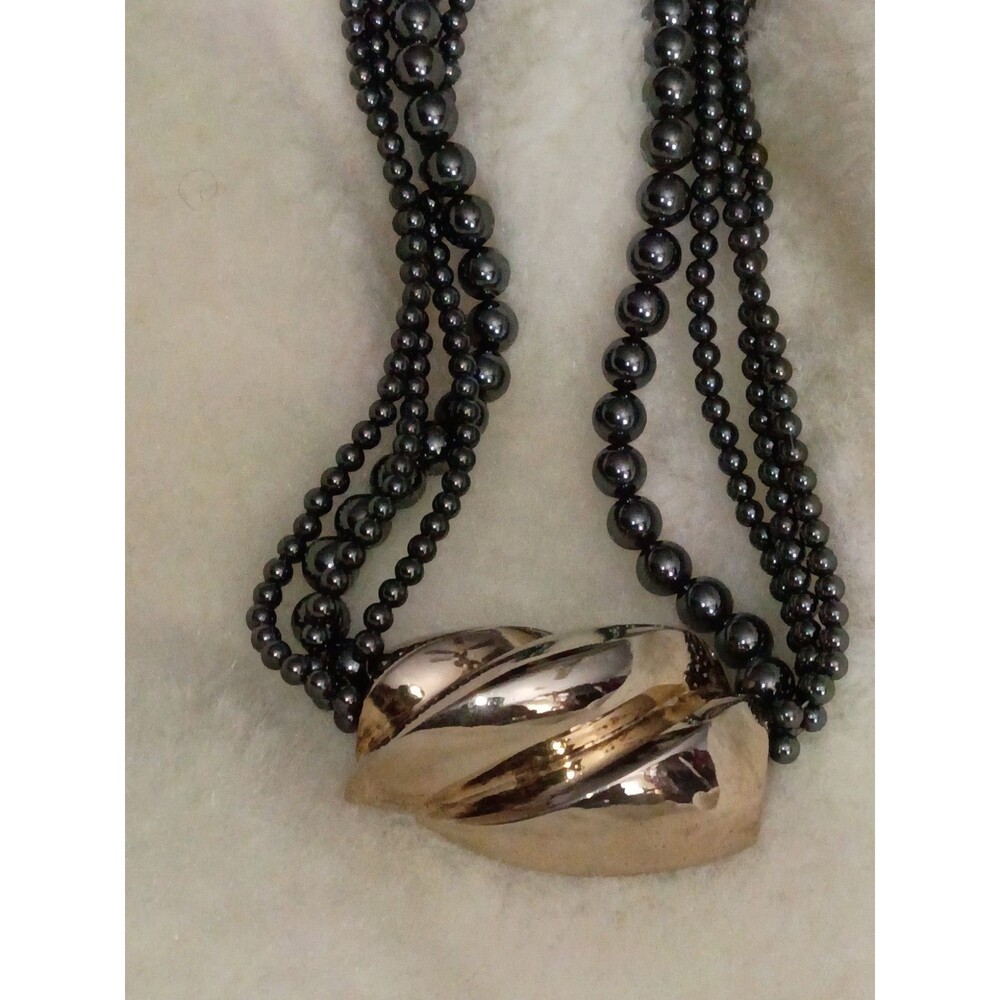 Patricia Von Musulin Sterling Silver Hematite Bead Multi Strand Necklace